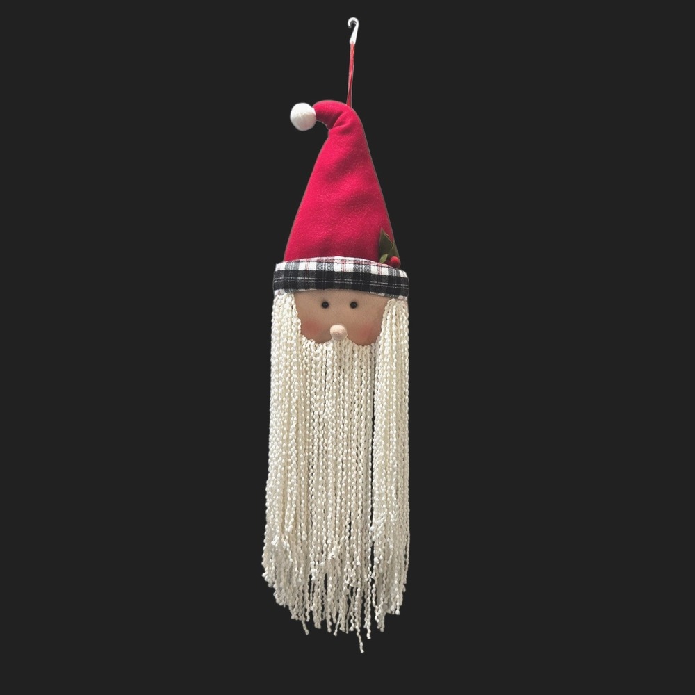 Hanging Santa Head Long Beard Christmas Wall Decor Rustic‎ Farmhouse Whimsical